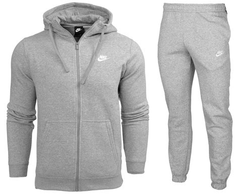 dunkelgrauer zweiteiler jogginganzug team club hoodie nike herren